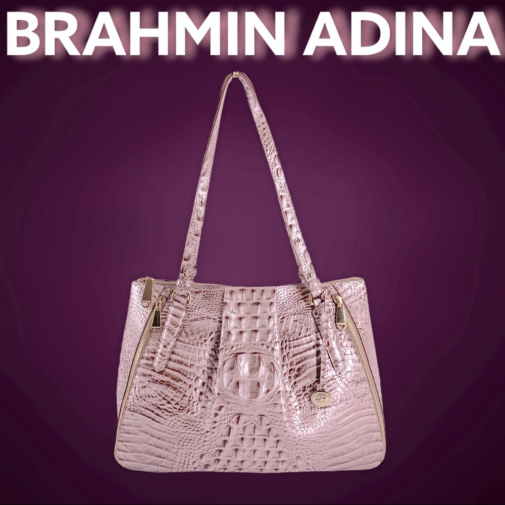 BRAHMIN CHARDONNAY SILVERY PINK PURPLE ADINA TOTE